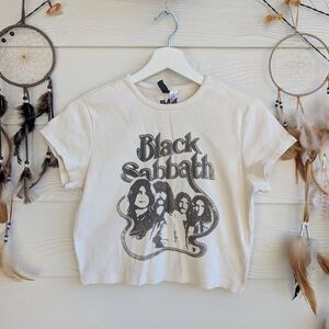 Black Sabbath Cream Baby Tee SzM Graphic Tee Cream